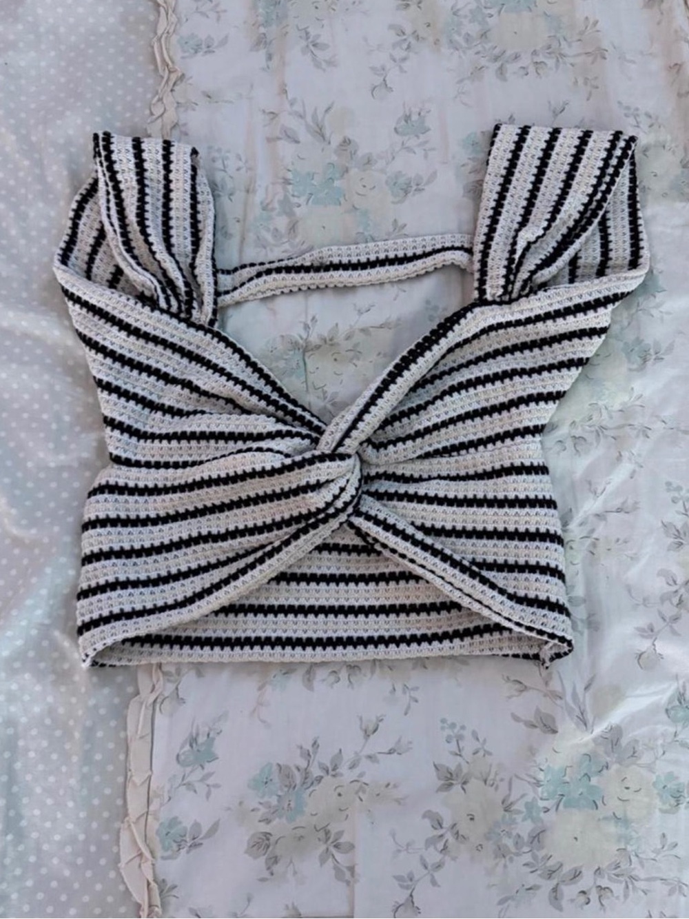 Striped crochet crop top